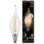 Лампа светодиодная Gauss LED Filament Candle tailed E14 7W 2700K step dimmable 104801107-S