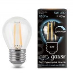 Лампа светодиодная Gauss LED Filament Globe Dimmable 5W E27 4100K 105802205-D