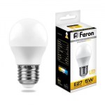 Лампа светодиодная Feron LB-38 G45 5W E27 2700K 25404