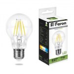 Лампа светодиодная Feron LB-57 филамент A60 7W E27 4000K 25570