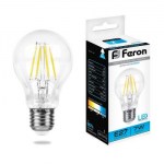 Лампа светодиодная Feron LB-57 филамент A60 7W E27 6400K 25571