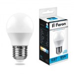 Лампа светодиодная Feron LB-550 G45 9W E27 6400K 25806