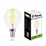 Лампа светодиодная Feron LB-52 филамент G45 7W E14 4000K 25875